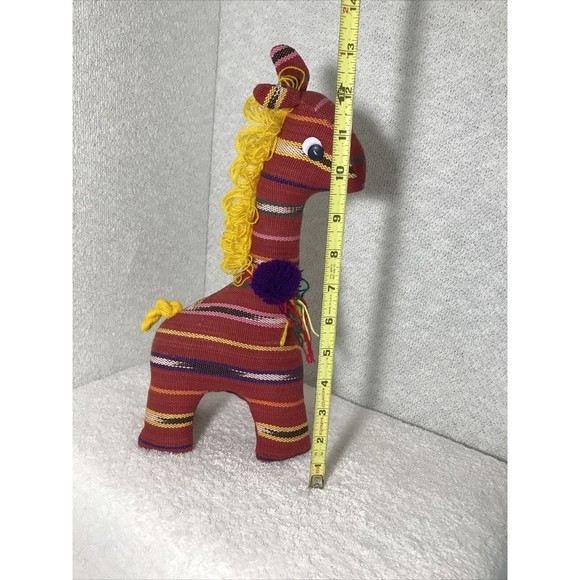 Alpaca Llama Stuffed Animal Handmade Colorful Canvas Covered Mexican Style - Picture 6 of 8